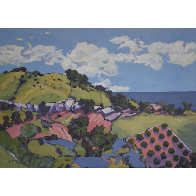 "Macadamia Field and Ocean View" Contemporary Maui Landscape Oil Painting by George Brinner For Sale