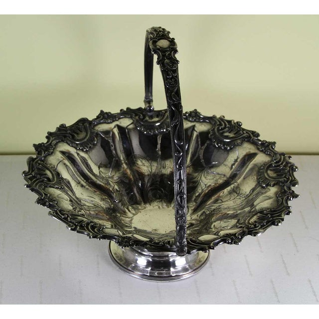 1820's Antique Sheffield Shaped & Fluted Basket With Swinging Handle For Sale - Image 10 of 12