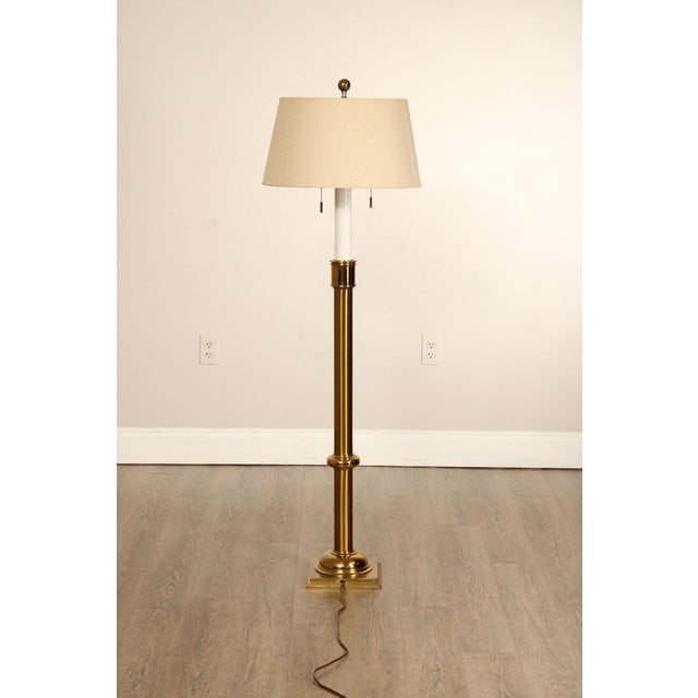 Vintage Brass Floor Lamp With Shade For Sale - Image 10 of 18