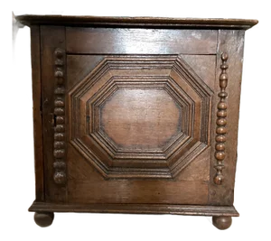 19th Century Carved Wood Spice Box From England