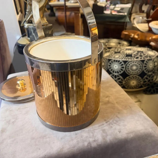 1970s Stunning Mid-Century Modern Brass and Silver Plated Ice Bucket by Lidian For Sale - Image 16 of 16