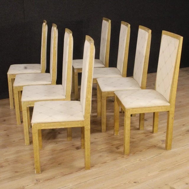 Beige Italian Lacquered and Painted Chairs, 1970s, Set of 8 For Sale - Image 8 of 13