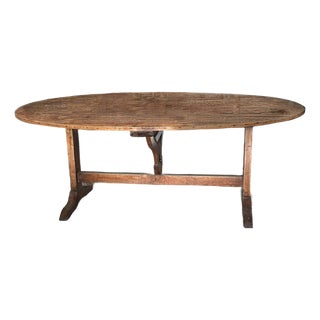 19th-Century French Provincial Oval Tilt-Top "Vendange" Wine Tasting Table For Sale