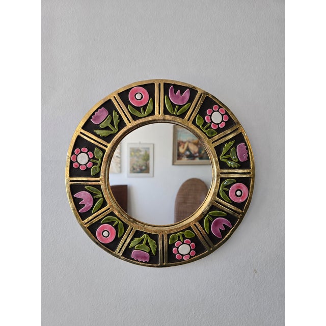Vintage Glazed Ceramic Mirror by Mithé Espelt, 1960s For Sale - Image 10 of 10