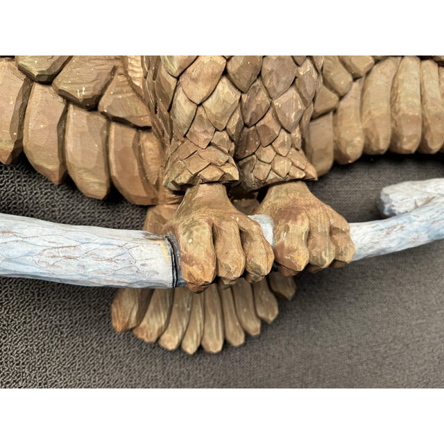 Mid 20th Century Hand Carved Wooden Eagle Sculpture For Sale - Image 10 of 12