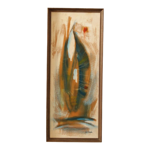 Mid Century Abstract Original Painting, Framed For Sale