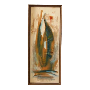 Mid Century Abstract Original Painting, Framed