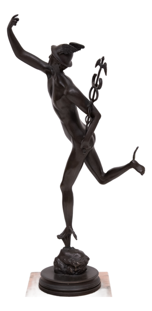 Italan Bronze Sculpture of Mercury or Hermes after Giambologna, 1960s