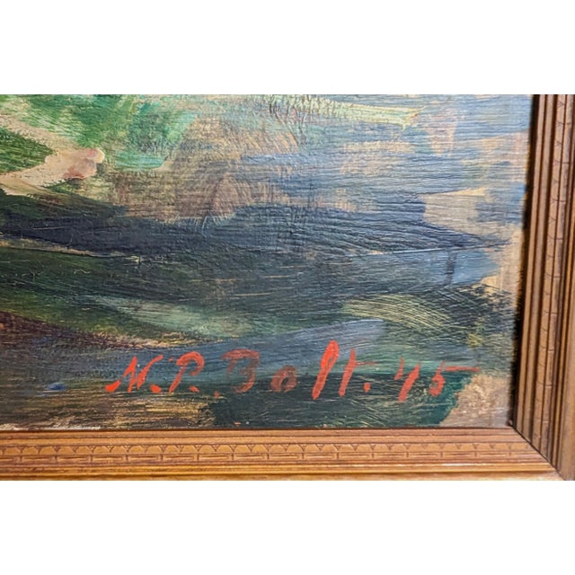 Green Niels Peter Bolt Early Naturalistic Nautical Painting of a Whaling Ship and Crew at Sea, 1945 For Sale - Image 8 of 11