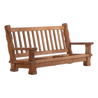 A French Heavy Oak Brutalist Style Open Arm Sofa Frame, C. 1960. For Sale