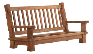 A French Heavy Oak Brutalist Style Open Arm Sofa Frame, C. 1960.