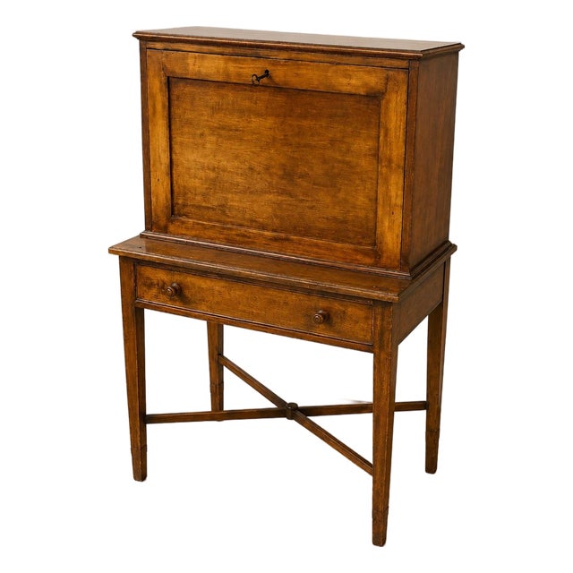 19th Century Burl Wood Fall-Front Writing Desk For Sale