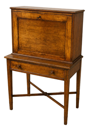 19th Century Burl Wood Fall-Front Writing Desk