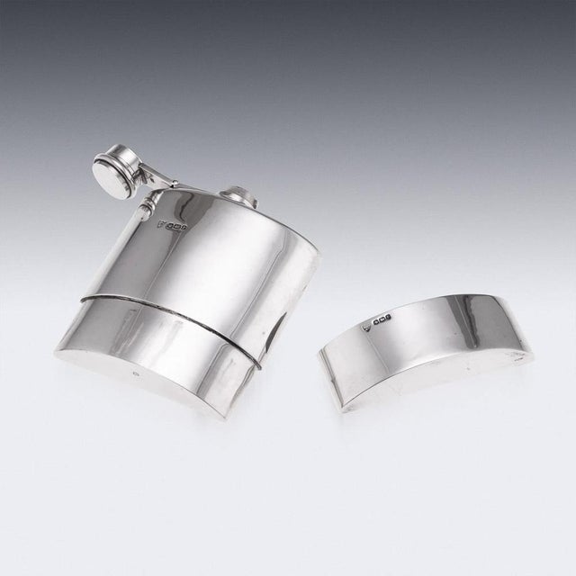 1930s Vintage 20th Century English Silver Hip Flask, Sheffield, 1932 For Sale - Image 5 of 11