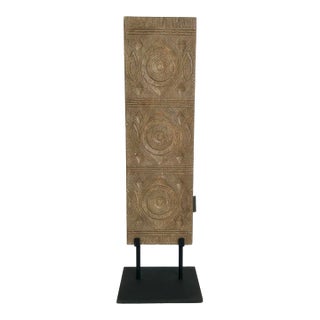 Revelation Tribal Mango Wood Small Forebearers Etching Sculpture For Sale
