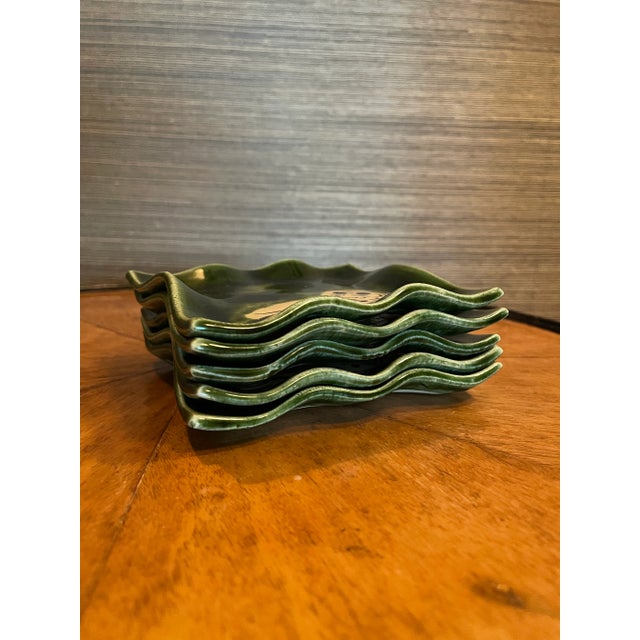 Late 20th Century Late 20th Century Japanese Oribe Ceramic Kozara Side Plates- a Set of 5 For Sale - Image 5 of 6