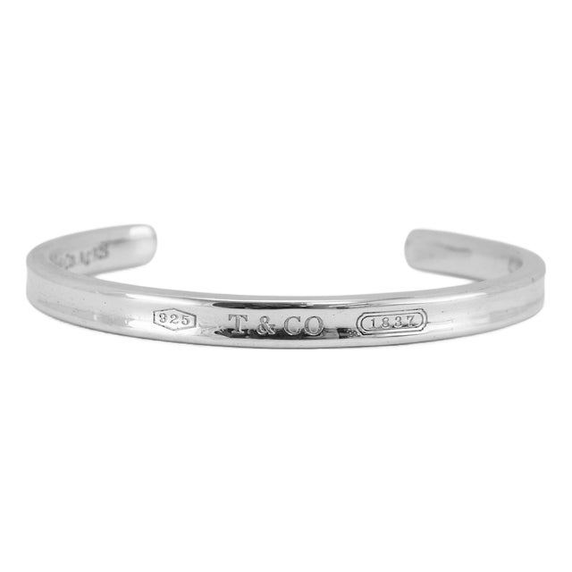Tiffany & Co. Tiffany 1837 Narrow 925 Silver Medium Cuff Bangle Bracelet For Sale
