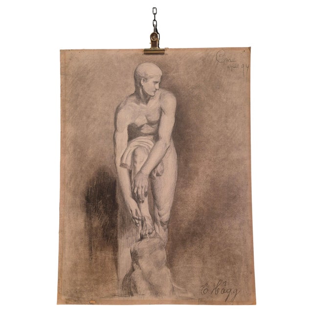 Ellen Hägg, Nude Study Sketch, 1894, Drawing in Charcoal For Sale - Image 9 of 9