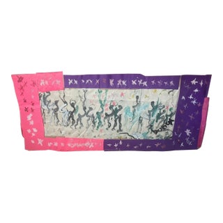 Large Purvis Young Painting of Warriors, Signed, (22.5” X 49.5”) For Sale