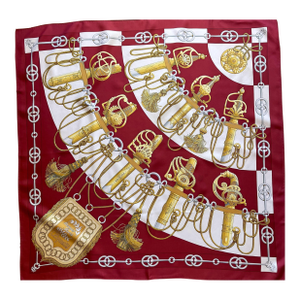 Hermes Les Cliquetis Red Silk Scarf Artist Julie Abadie 2010