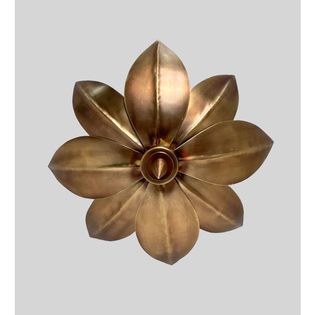 Boho Lotus Style Polish Handmade Brass Flush Mount For Sale - Image 6 of 11