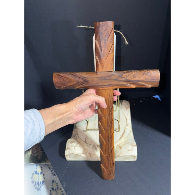 Celestial Meet the Sea Hand Carved Cross For Sale - Image 4 of 4