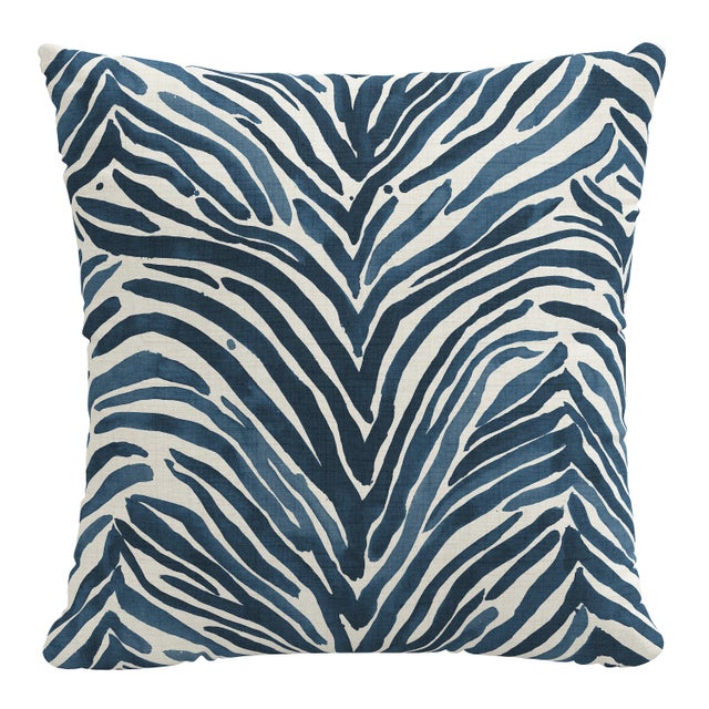 18" Indoor/Outdoor Pillow in Blue Washed Zebra For Sale In Chicago - Image 6 of 6
