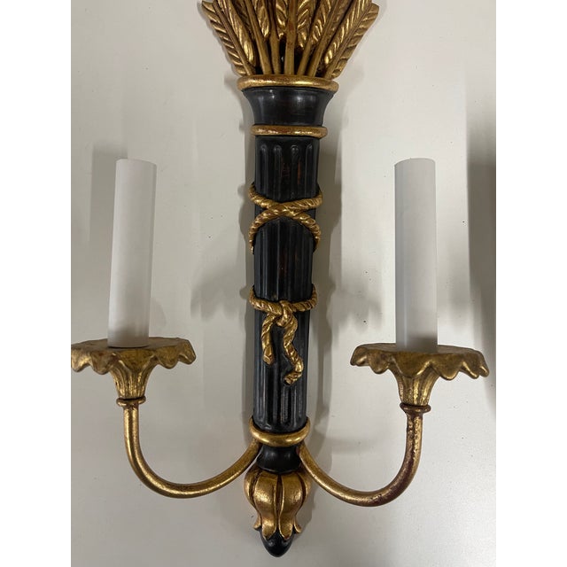 Vintage Louis XVI Style Two-Light Electric Wall Sconces--a Pair For Sale - Image 9 of 13
