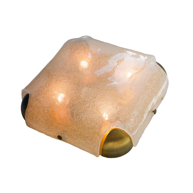 Vintage Glass and Brass Ceiling Light from Kaiser Leuchten, 1960s For Sale - Image 15 of 15