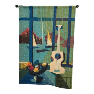 Mid-Century Modern Wall Hanging Linen Art Print For Sale