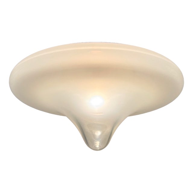 Large Italian Opaline Glass Flush Mount, 1970s For Sale