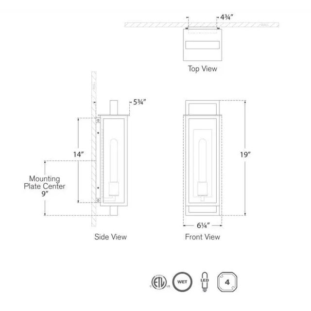 Modern Ian K. Fowler for Visual Comfort Signature Halle Medium Narrow Wall Lantern in Aged Iron with Clear Glass For Sale - Image 3 of 3