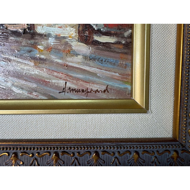 Vintage Parisian Street Scene Oil on Plywood – Framed For Sale - Image 11 of 12