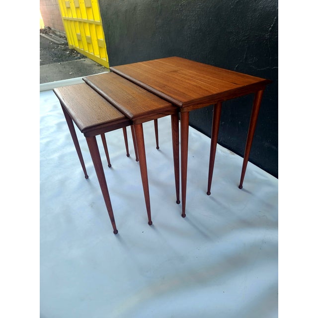 Wood Danish Teak Nesting Tables Vejle Stolefabrik For Sale - Image 7 of 9