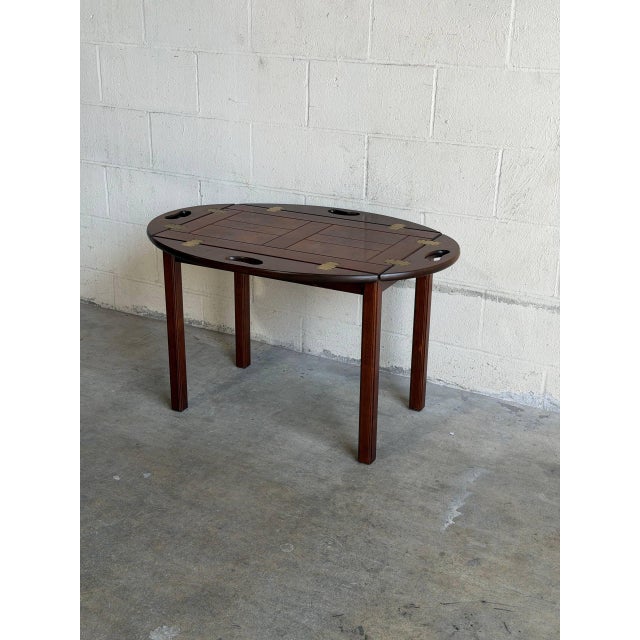 Vintage Scandinavian Mid Century Modern Transforming Wooden Tray Table For Sale - Image 9 of 9