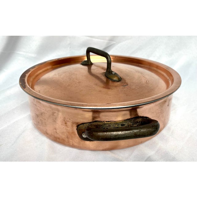 Late 1900s Copper Bourgeat French Double Handle Brasier With Lid For Sale - Image 4 of 11