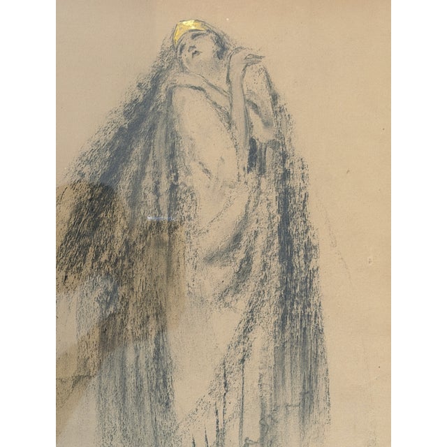 Louis Icart, Female Figure, Late 19th Century, Charcoal on Paper For Sale - Image 4 of 7