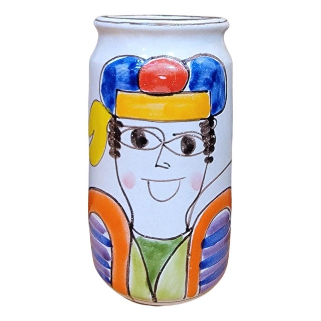 DeSimone Hand Painted Ceramic Vase For Sale