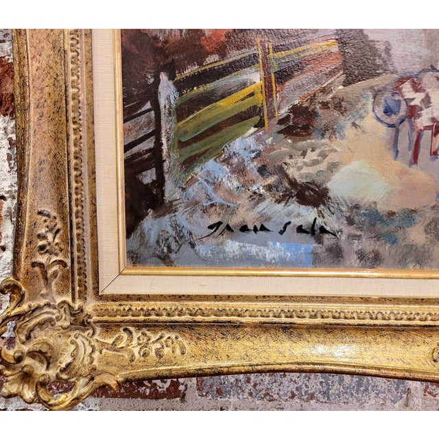 Blue Emilio Grau-Sala -Le Havre Beach North of France 1965 Oil Painting For Sale - Image 8 of 12