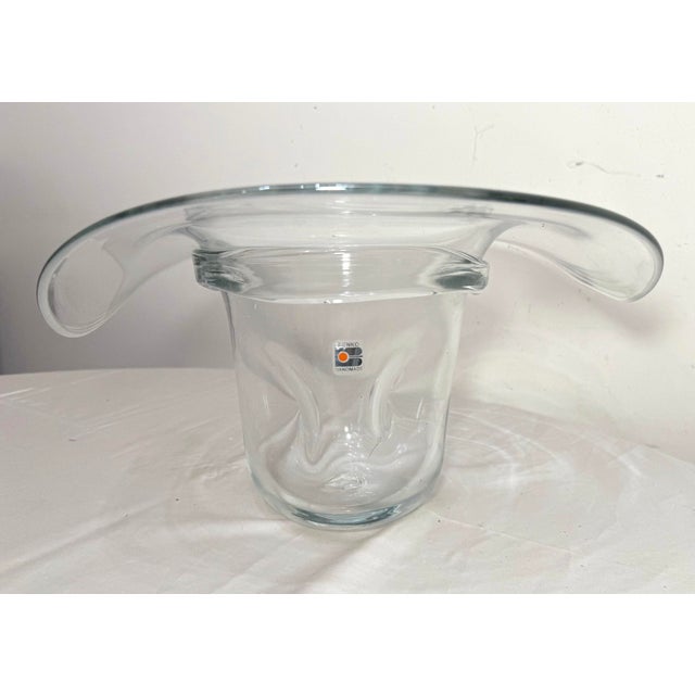 1960s Large Lifesize Blenko Hand Blown Art Studio Glass Cowboy Hat Sculpture Vase For Sale - Image 12 of 12