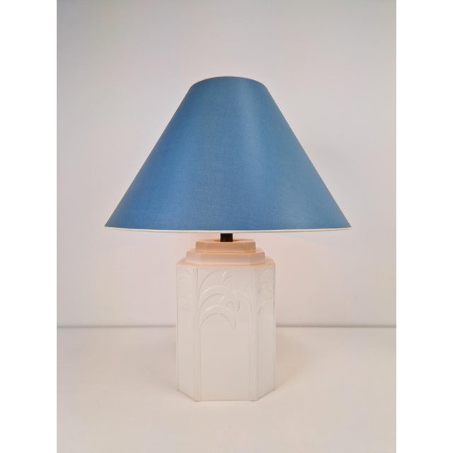 White Ceramic Palm Tree Table Lamp in the style of Serge Roche, 1970s For Sale - Image 14 of 14