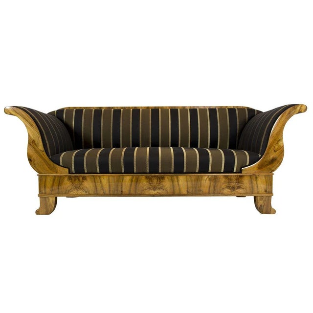 Black Antique Biedermeier Walnut Sofa For Sale - Image 8 of 12