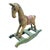 Vintage Solid Wood Carved Pastel Colored Decorative Rocking Horse Decor Statue For Sale