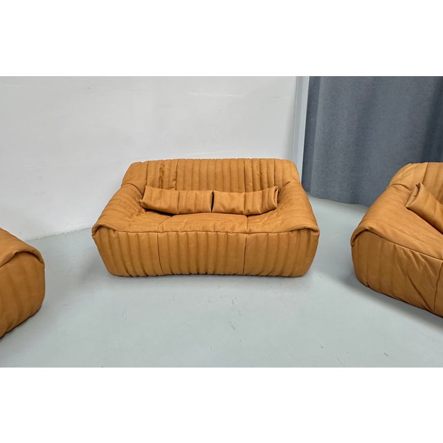Sandra Living Room Set in Camel Leather by Annie Hieronimus for Cinna, 1980s, Set of 3 For Sale - Image 13 of 18