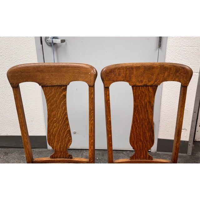 Wood Limbert Style Oak Cane Side Chairs, Vintage Pair For Sale - Image 7 of 12