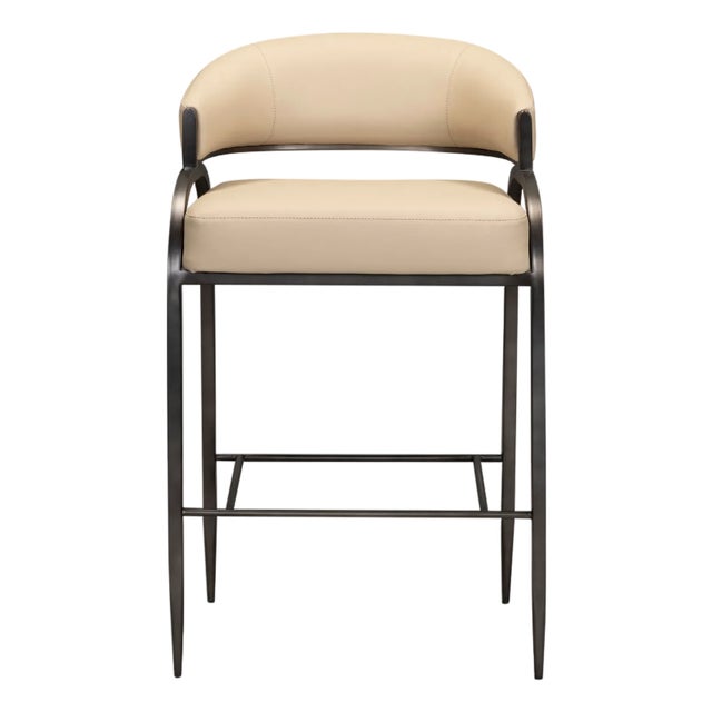 Tatum Taupe Performance Vegan Leather Counter Stool For Sale - Image 9 of 9