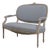 French Louis XVI Style Blue & White Oval Back Settee For Sale