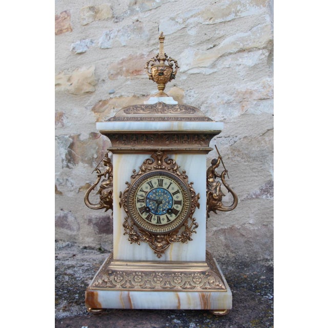 19th Century Pendulum Clock with Onyx Cornac For Sale - Image 4 of 11