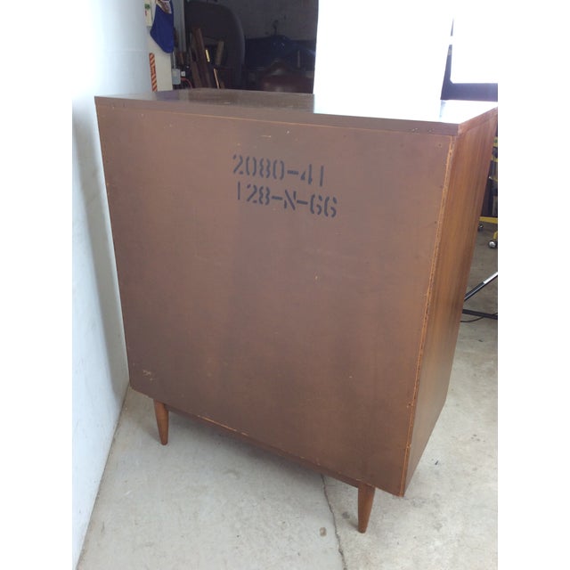 Mid Century Modern Four Drawer Highboy Dresser With Brass Hardware For Sale - Image 11 of 14