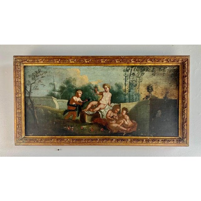 19th Century Continental Oil on Canvas With Putti in Giltwood Frame For Sale - Image 13 of 15